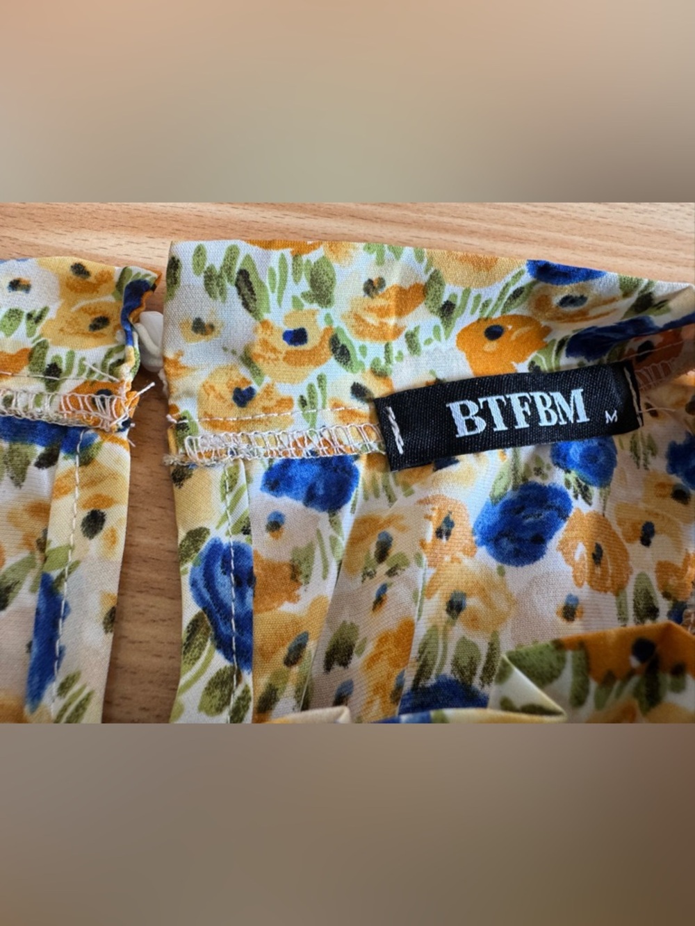 Women’s Yellow Floral BTFBM Long Sleeve Blouse Medium - Picture 2 of 5
